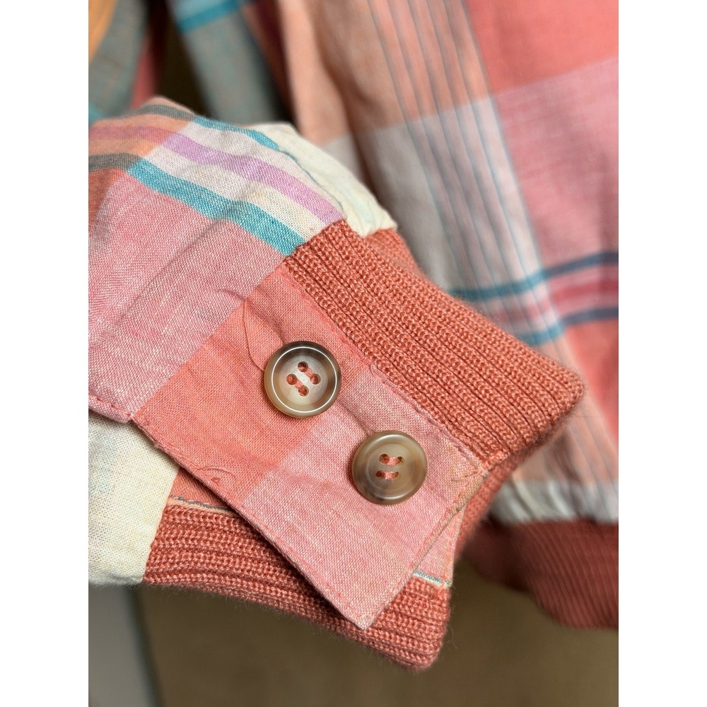 Vintage 90s GANT Reversible Harrington Jacket Plaid Coral Pink Mens L Preppy - Picture 9 of 16